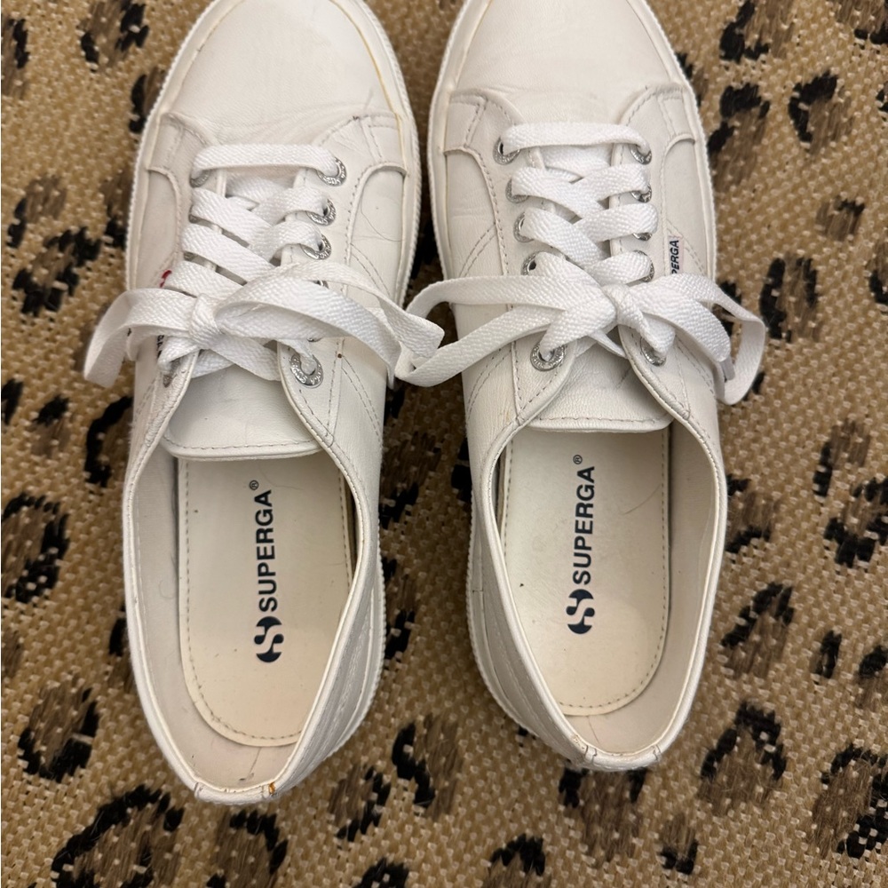 Superga White Leather Sneakers Size 39.5/8.5US